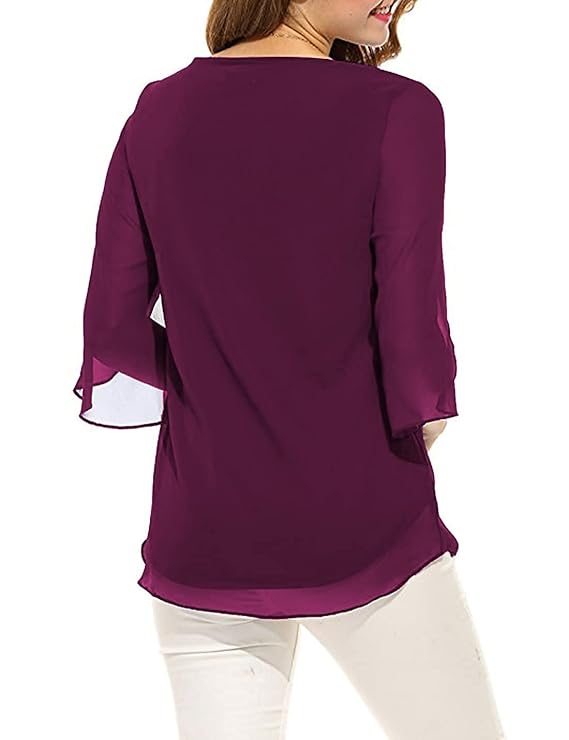 PLADO Women's and Girls Georgette Top Maroon - Image 3