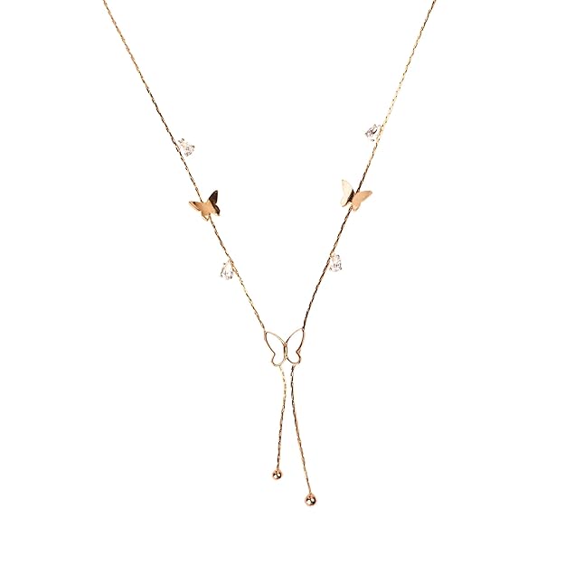 SALTY anti tarnish butterfly pendant necklace for women in gold and white