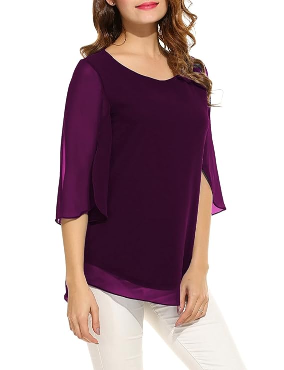 PLADO Women's and Girls Georgette Top Maroon - Image 4