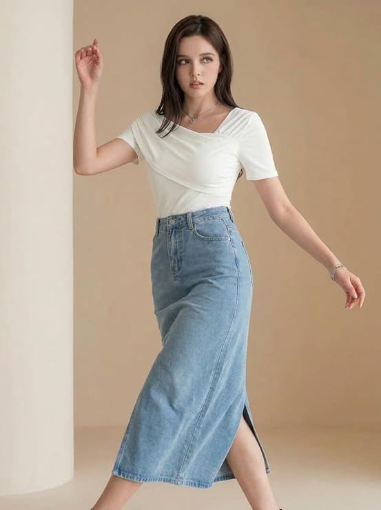 Istyle Can Women Ruched Asymmetrical Neck Stretch Top - Image 4