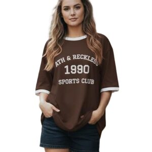 TQH Tshirt for Women | Oversized Tshirt for Woman | Tops for Women Western | Women's Tops | Woman Tee Loose Fit Drop Shoulder Printed T-Shirt for Casual Summer College Travel