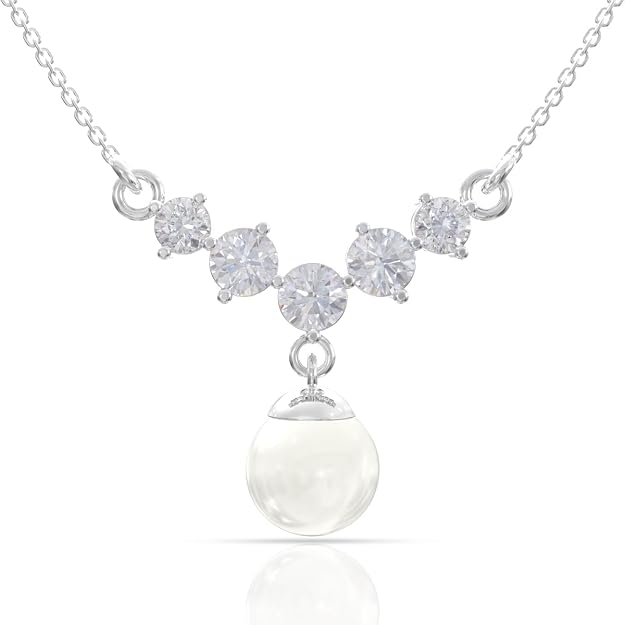 925 sterling silver pearl locket necklace for women in classic silver design