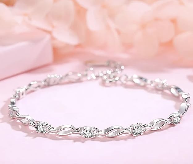 Nilu's Collection 925 silver plated copper bracelet for women with cubic zirconia