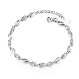Nilu's Collection 925 silver plated copper bracelet for women with cubic zirconia