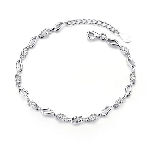 Nilu's Collection 925 silver plated copper bracelet for women with cubic zirconia