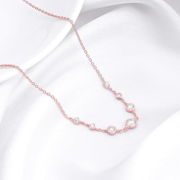GIVA 925 silver rose gold zircon studded necklace for women