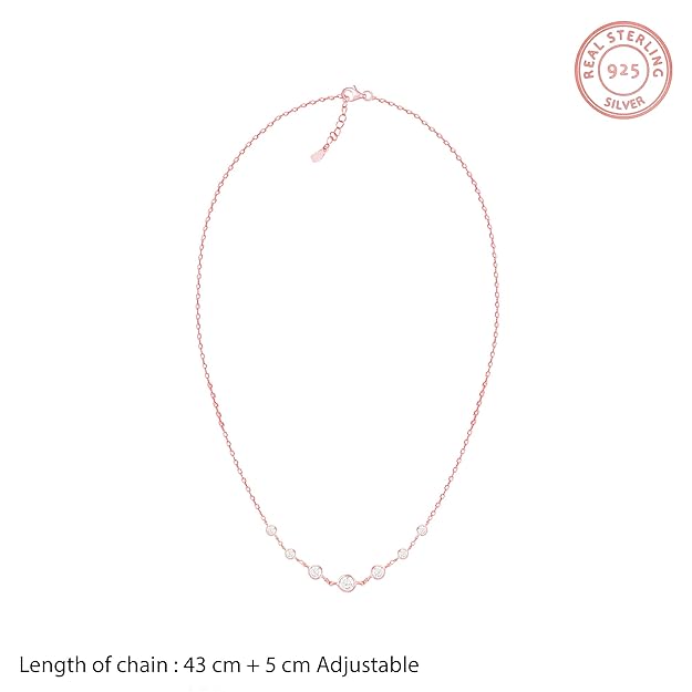 GIVA 925 silver rose gold zircon studded necklace for women