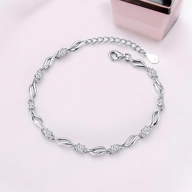 Nilu's Collection 925 silver plated copper bracelet for women with cubic zirconia