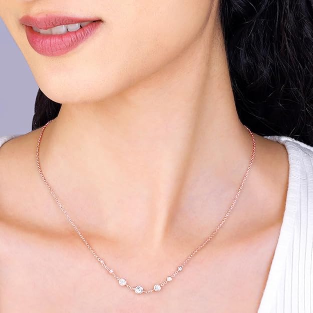 GIVA 925 silver rose gold zircon studded necklace for women