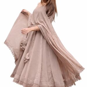 Women Solid Flared Anarkali Gown with Dupatta | Elegant Floor Length Ethnic Dress | Party, Festive