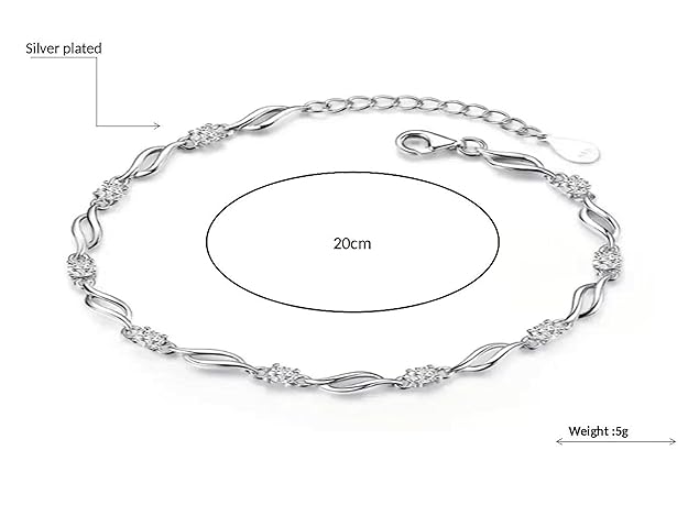 Nilu's Collection 925 silver plated copper bracelet for women with cubic zirconia