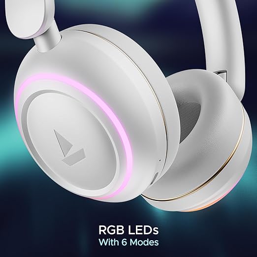 boAt Rockerz 480, RGB LEDs,6 Light Modes, 40mm Drivers,Beast Mode, 60H Battery, ENx Tech, Stream Ad Free Music via App Support, Bluetooth Headphones, Wireless Over Ear Headphone with Mic (White Sabre) - Image 6