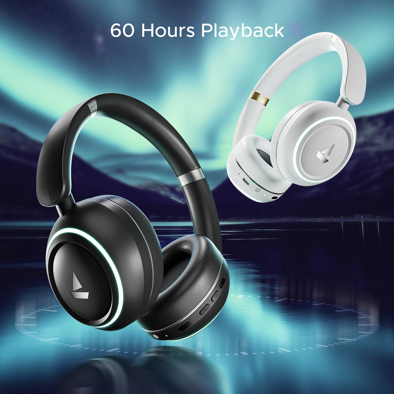 boAt Rockerz 480, RGB LEDs,6 Light Modes, 40mm Drivers,Beast Mode, 60H Battery, ENx Tech, Stream Ad Free Music via App Support, Bluetooth Headphones, Wireless Over Ear Headphone with Mic (White Sabre) - Image 7