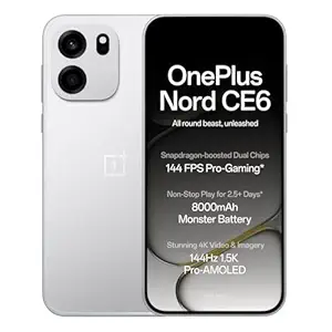 OnePlus Nord CE6 5G Smartphone – 8GB RAM, 128GB Storage, 144Hz 1.5K AMOLED Display, 8000mAh Battery