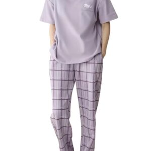 Women’s Korean Style Cotton Night Suit Set – Cute Printed Short Sleeve Pajama Co-Ord