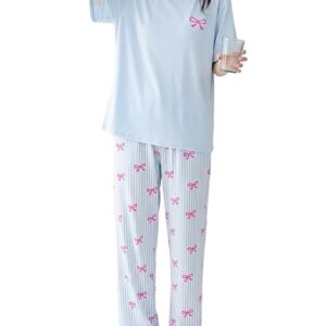 Shienzy women Korean style printed cotton night suit with short sleeve pajama set