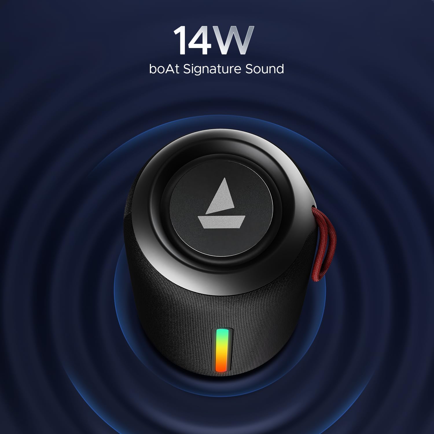 boAt Stone 352 Pro 14W Bluetooth Speaker with RGB LEDs & 12-Hour Playback โ Raging Black