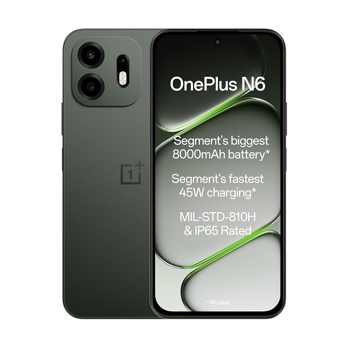 OnePlus N6 Smartphone – 4GB RAM, 128GB Storage, 8000mAh Battery, 45W Fast Charging, 120Hz Display