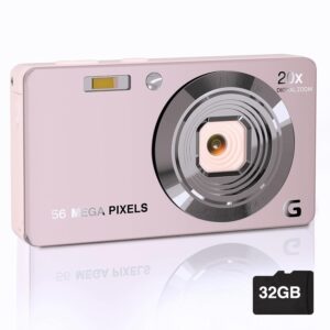 4K digital point and shoot camera with 56MP autofocus, 20X zoom and 32GB SD card