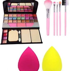 T.Y.A multicolor makeup eyeshadow kit with 5 makeup brushes and 2 blender puffs