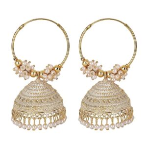 Shining Diva Fashion gold plated traditional hoop jhumki earrings for women and girls