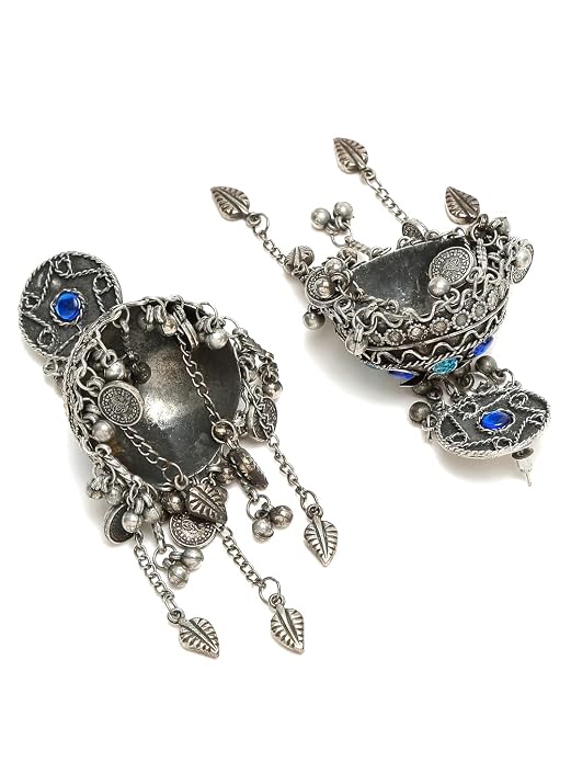 YouBella Jewellery oxidised silver big size jhumki earrings for girls and women