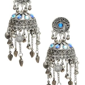 YouBella Jewellery oxidised silver big size jhumki earrings for girls and women